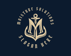 Maritime Anchor Letter M logo design