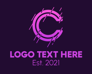 Glitch - Glitch Gradient Letter C logo design