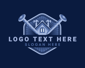 Roofing - House Roof Nail Construction logo design