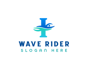 Surfer - Swimming Water Letter I logo design