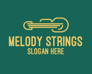 Gold Violin Instrument logo design