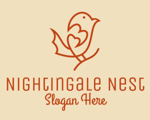 Nightingale - Brown Minimalist Bird logo design