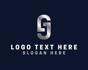 Silver - Industrial Steel Metal Letter GJ logo design