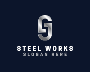 Steel - Industrial Steel Metal Letter GJ logo design
