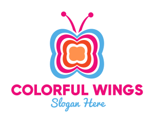 Colorful Butterfly Insect logo design