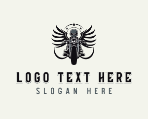 Riders Club - Skull Motorbike Biker logo design