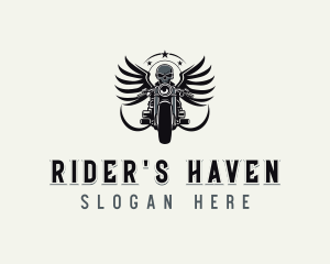 Skull Motorbike Biker logo design