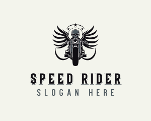 Motorbike - Skull Motorbike Biker logo design