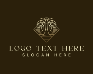 Resort - Elegant Sunset Palm Tree logo design