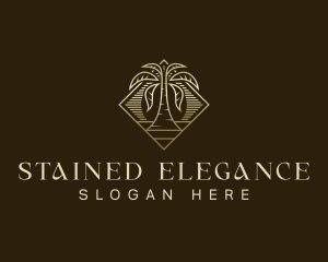 Elegant Sunset Palm Tree logo design