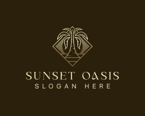 Elegant Sunset Palm Tree logo design