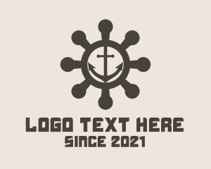 Voyage - Anchor Ship Wheel logo design