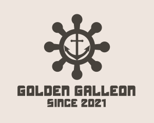 Galleon - Anchor Ship Wheel logo design