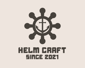 Anchor Ship Wheel  logo design