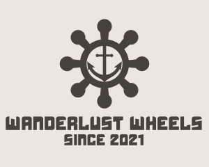 Anchor Ship Wheel  logo design