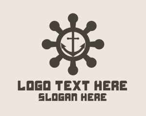 Anchor Ship Wheel  Logo