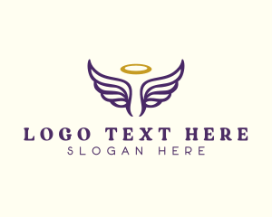 Heaven - Halo Wing Angel logo design