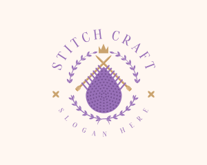 Needle - Wreath Knitting Needle logo design