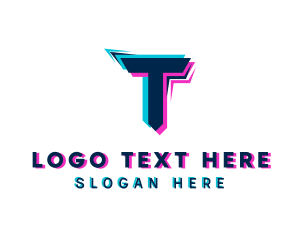 Anaglyph 3d - Cyber Glitch Letter T logo design
