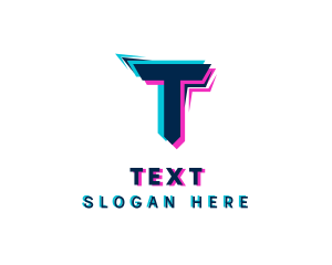 Cyber Glitch Letter T logo design