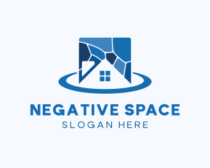 Negative Space House Tiles logo design