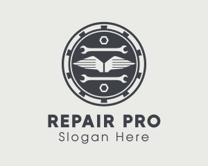 Automotive Repair Tools Badge logo design