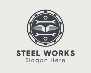 Automotive Repair Tools Badge logo design