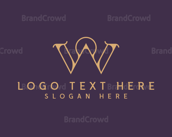 Golden Premium Business Letter W Logo