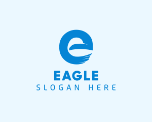 Blue Eagle Letter E logo design