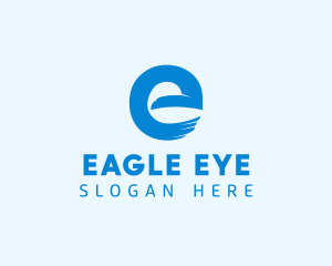 Blue Eagle Letter E logo design