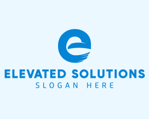 Blue Eagle Letter E logo design