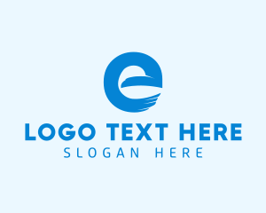 Eagle - Blue Eagle Letter E logo design