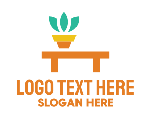 Vegetarian - Pot Plant Furniture Bench logo design