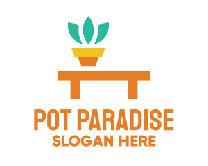 Pot - Pot Plant Furniture Bench logo design