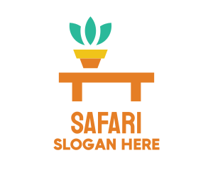 Pot Plant Furniture Bench logo design