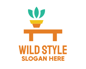 Pot Plant Furniture Bench logo design