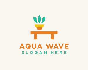 Pot Plant Furniture Bench logo design