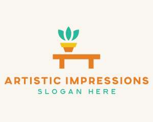 Pot Plant Furniture Bench logo design