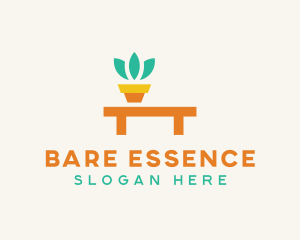 Pot Plant Furniture Bench logo design