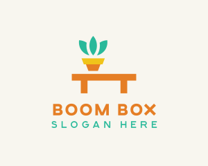 Pot Plant Furniture Bench logo design