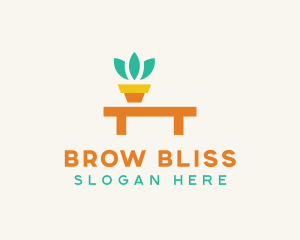 Pot Plant Furniture Bench logo design