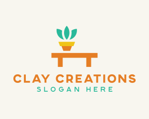 Pot Plant Furniture Bench logo design