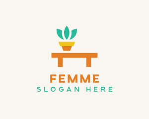 Pot Plant Furniture Bench logo design