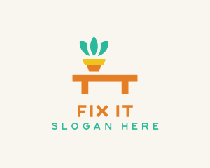 Pot Plant Furniture Bench logo design