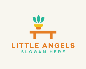 Pot Plant Furniture Bench logo design