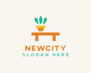 Pot Plant Furniture Bench logo design