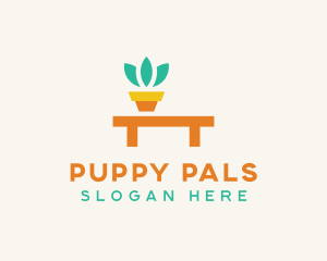 Pot Plant Furniture Bench logo design