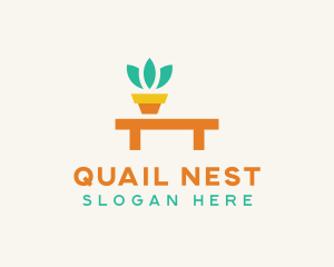 Pot Plant Furniture Bench logo design