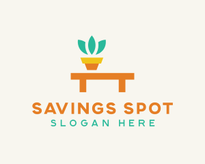 Pot Plant Furniture Bench logo design