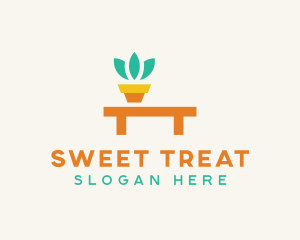 Pot Plant Furniture Bench logo design